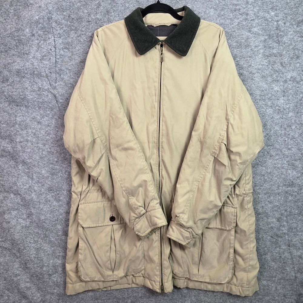 Bobby Jones Collection Mens Tan Field Jacket Wool Collar Plaid Lined Size M